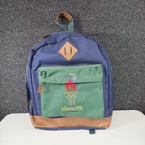 Vintage Atlanta 1996 Olympics Backpack 100th Anniversary Green Navy Flaw